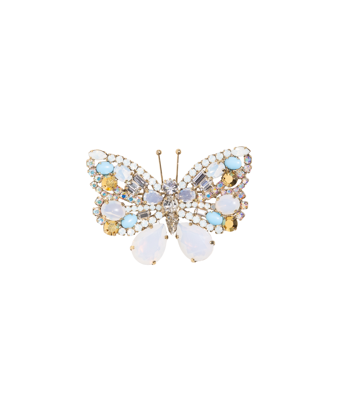 Small Butterfly in White Opal / Turquoise / Crystal