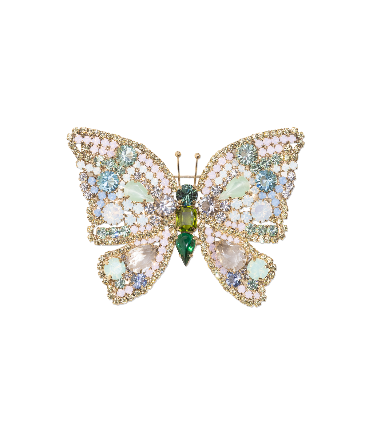 Large Butterfly in Chrysolite Opal / Rose Opal / Jonquil