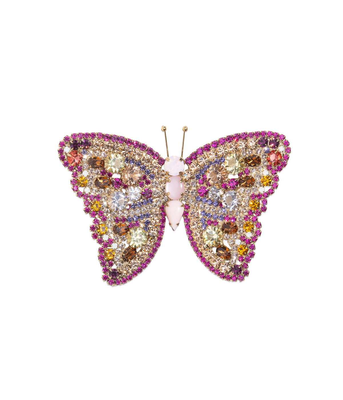 Large Butterfly in Fuchsia / Smoked Topaz / Jonquil