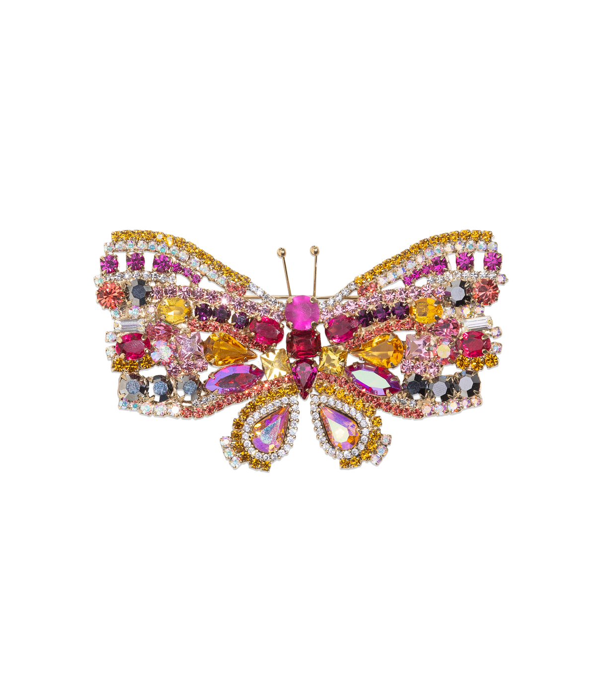 Large Butterfly in Fuchsia / Hematite / Rose AB