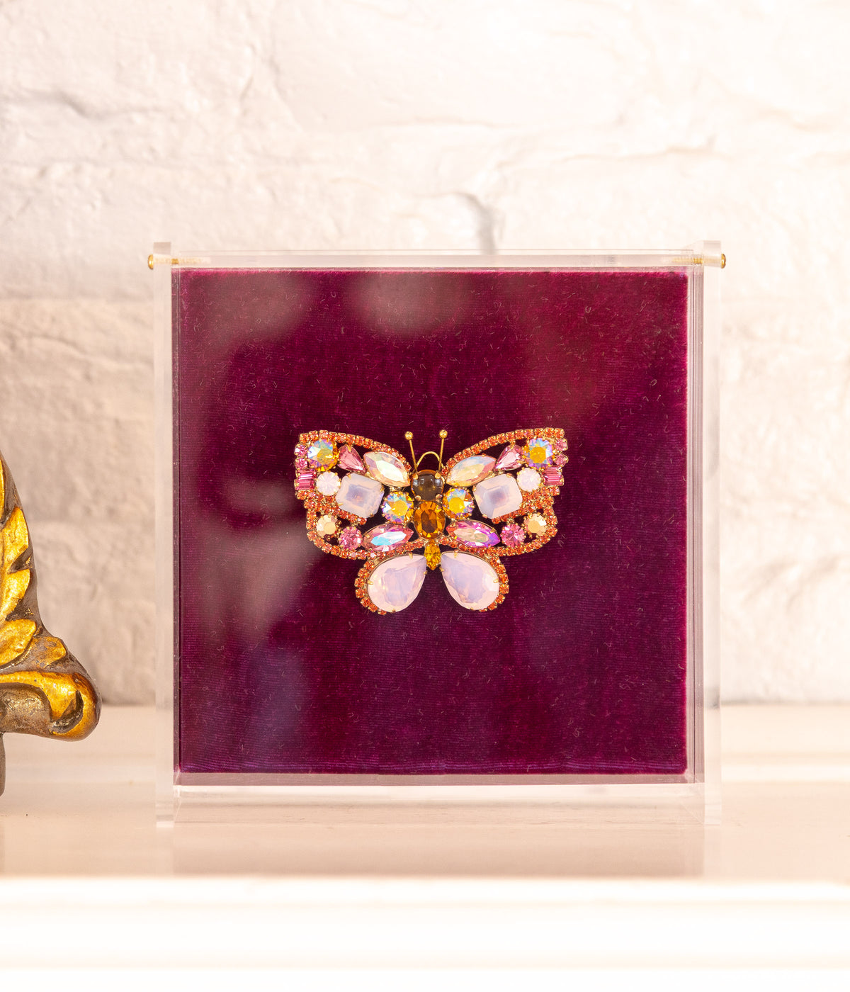 Small Butterfly in Rose Opal / Padparadscha / Topaz AB