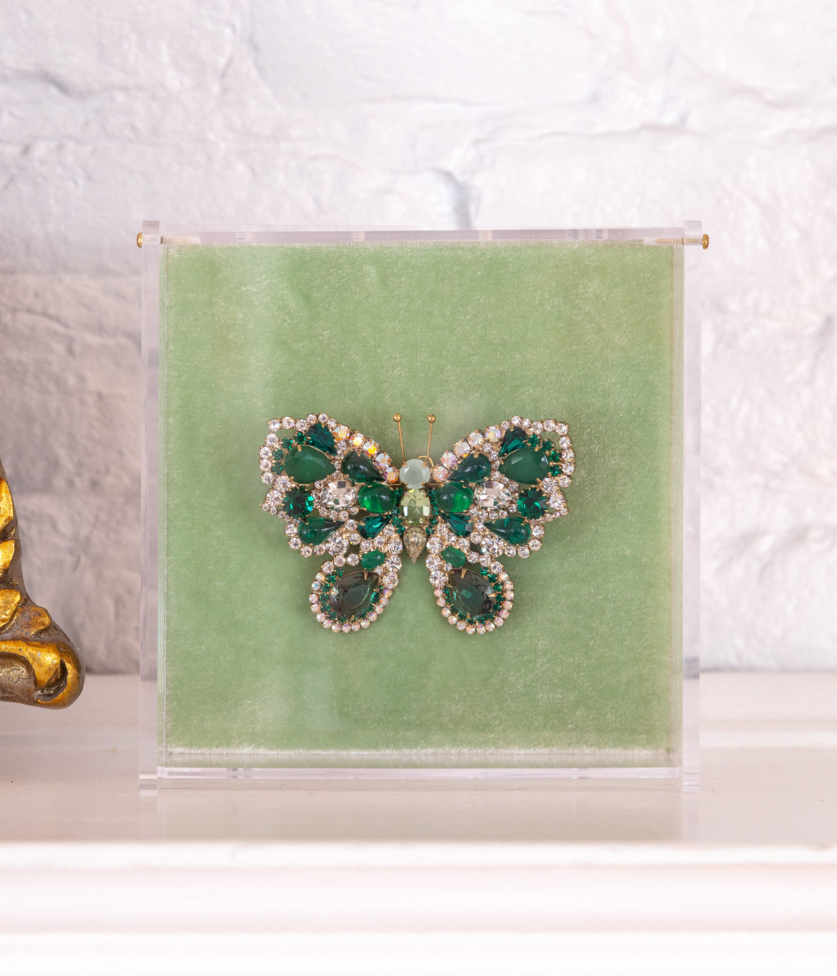 Medium Butterfly in Emerald / Crystal / Chrysolite