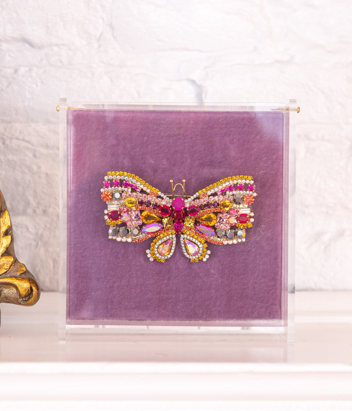 Large Butterfly in Fuchsia / Hematite / Rose AB