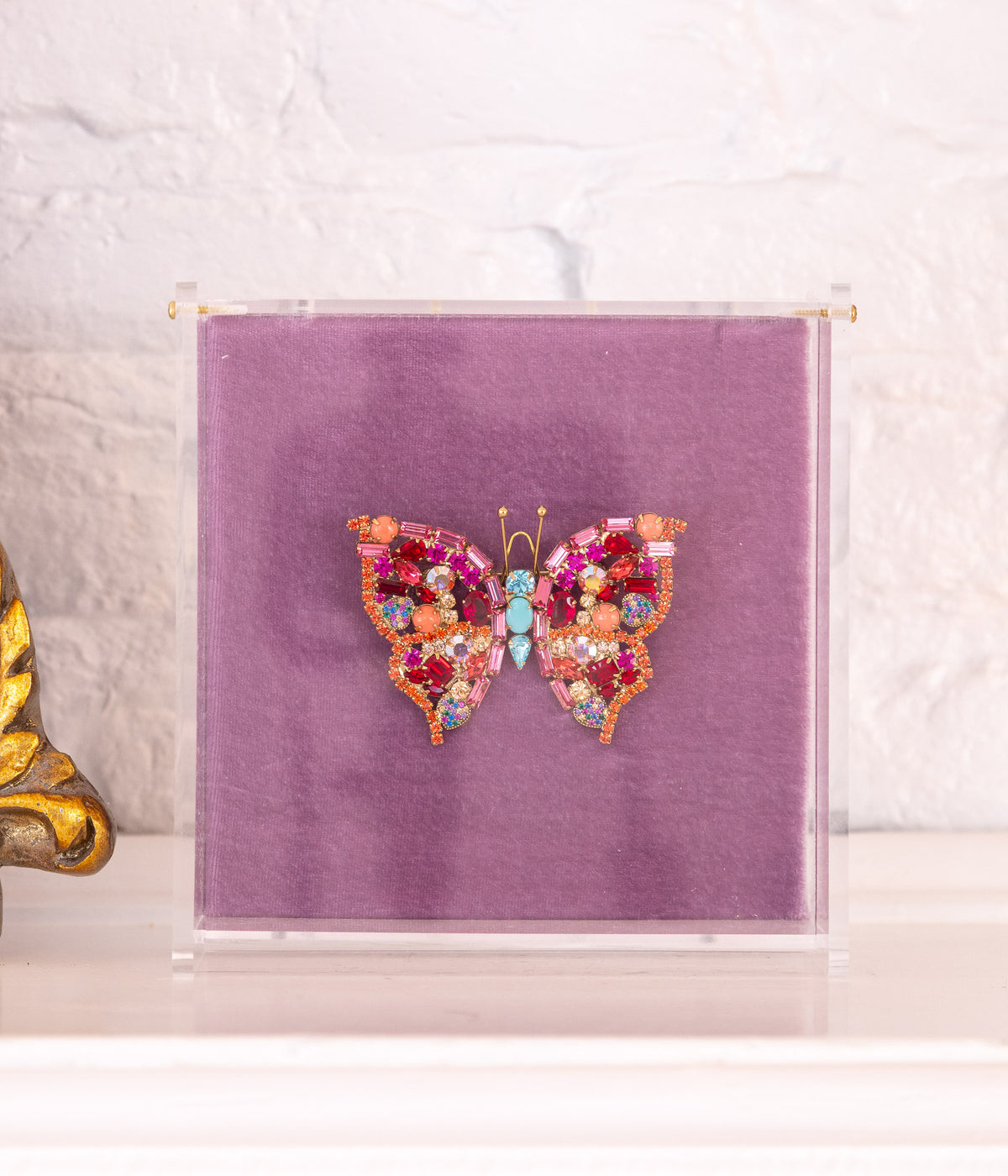 Small Butterfly in Light Padparadscha / Coral / Turquoise