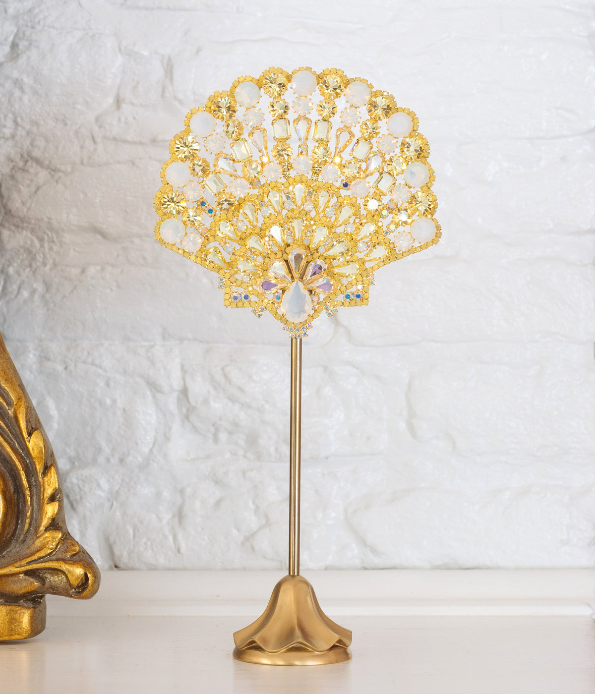 Large Scallop Shell Specimen in Jonquil / White Opal - Loren Hope
