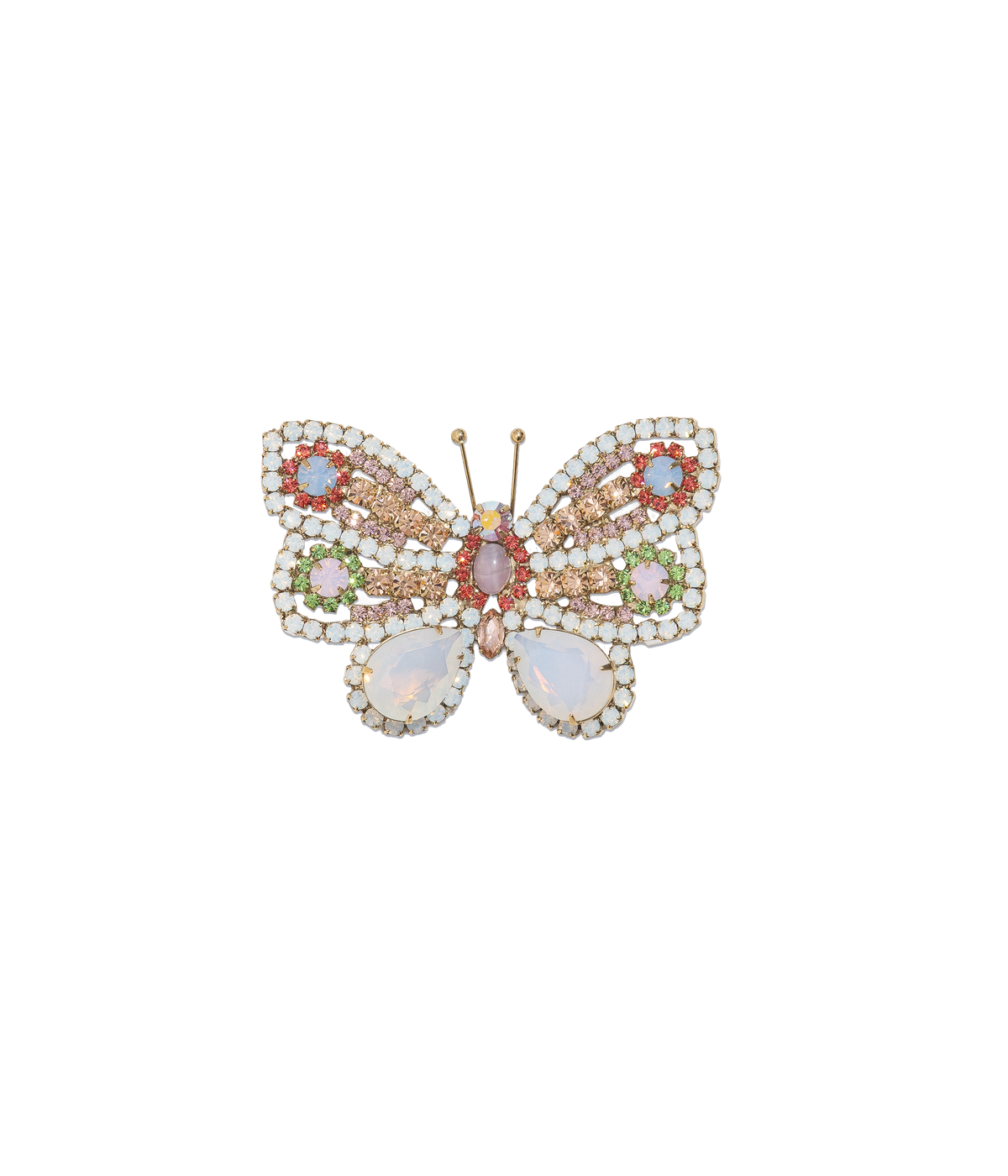 Small Butterfly in White Opal / Padparadscha / Peridot
