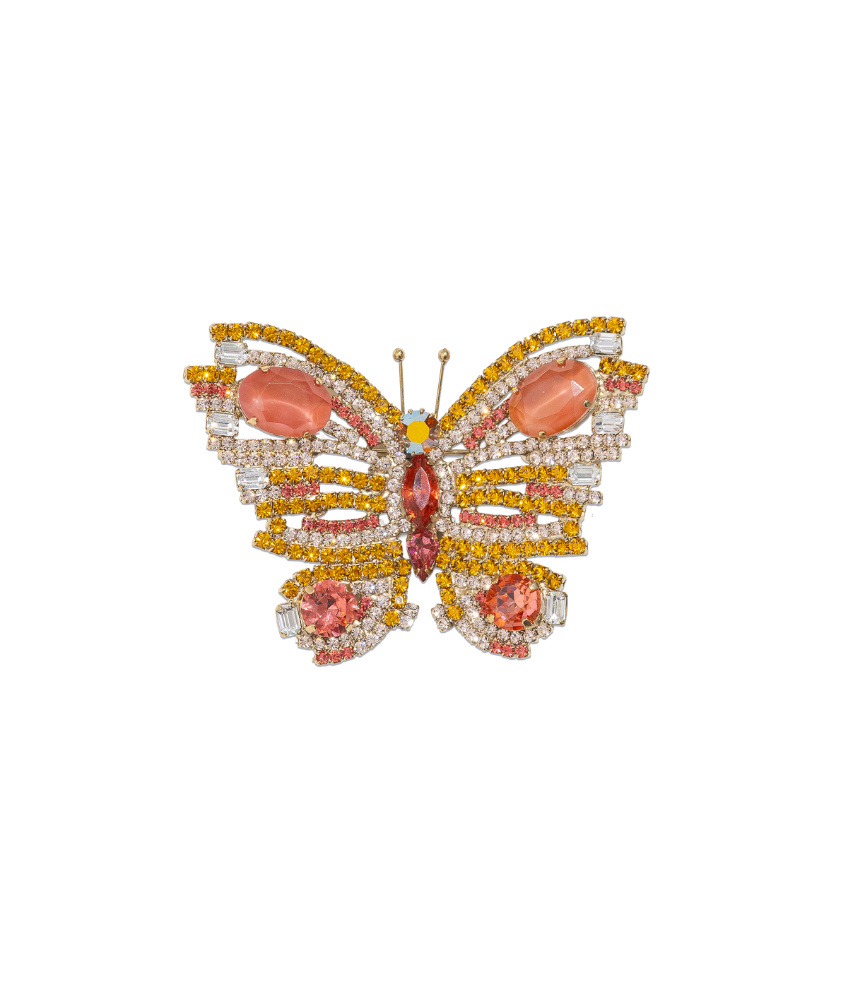 Large Butterfly in Topaz / Apricot / Crystal