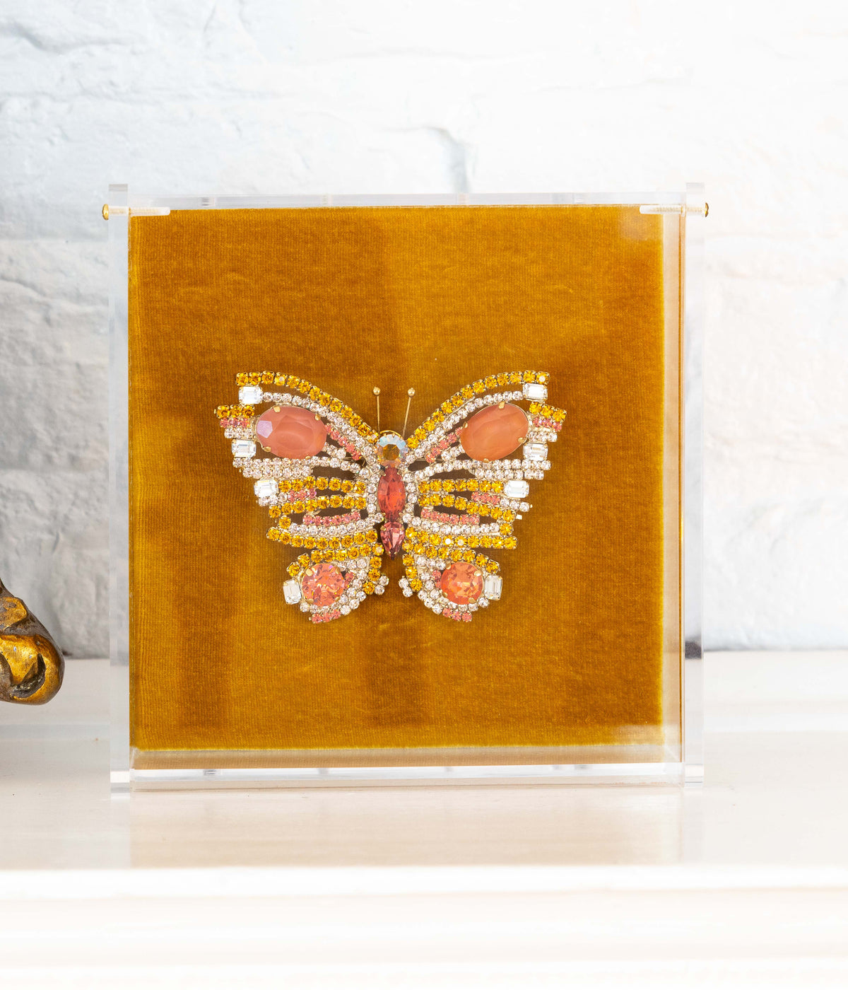 Large Butterfly in Topaz / Apricot / Crystal