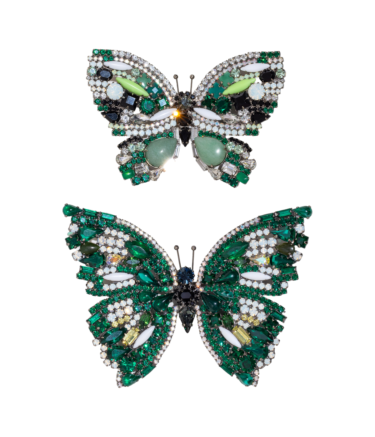 Butterfly Duo in Aventurine / Emerald / White Opal