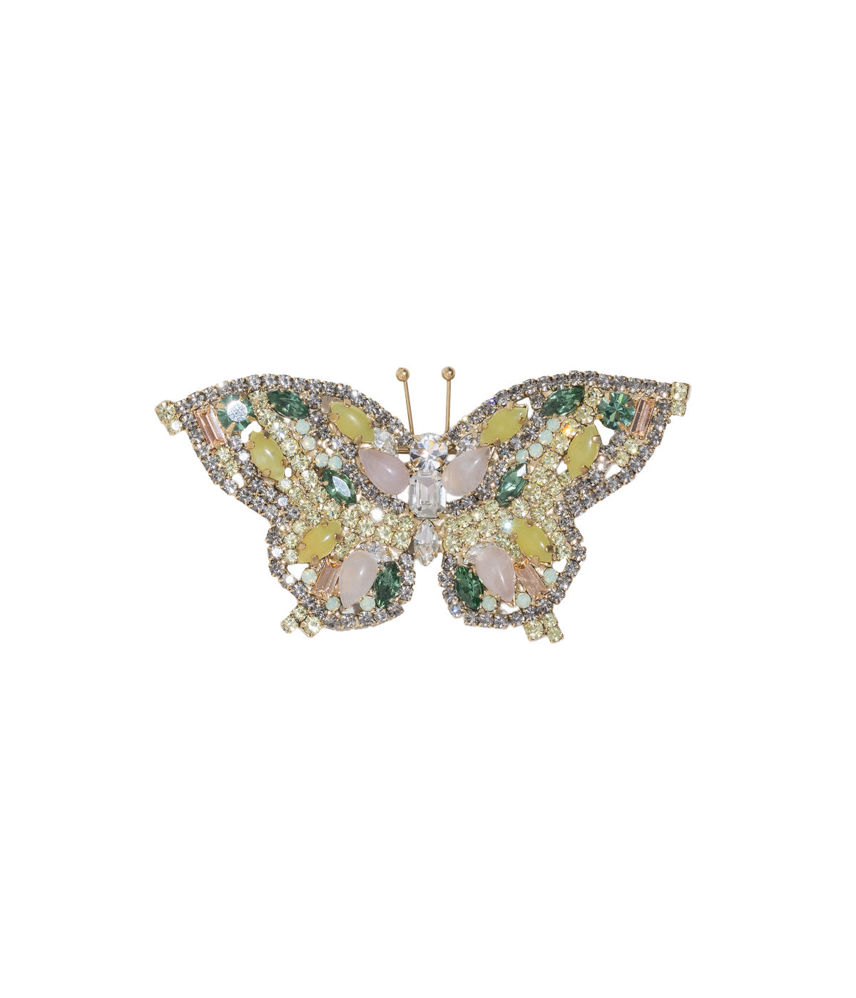 Medium Butterfly in Light Green Jade / Rose Quartz / Jonquil