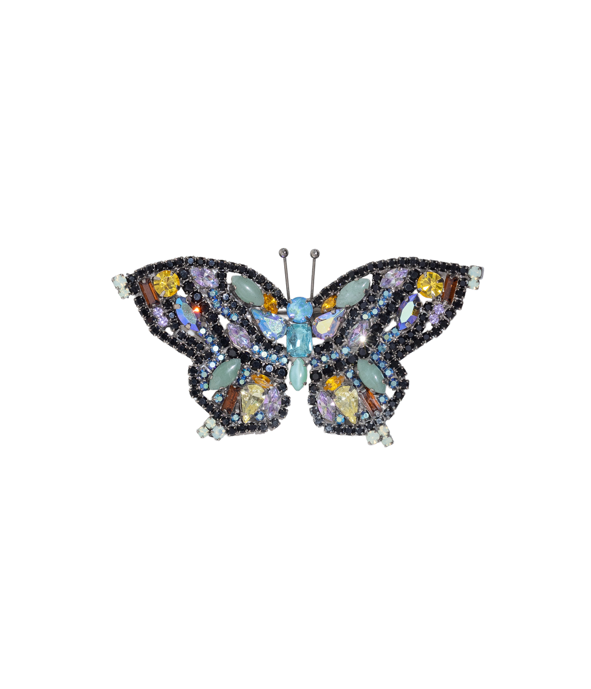 Medium Butterfly in Amazonite / Jet / Light Topaz