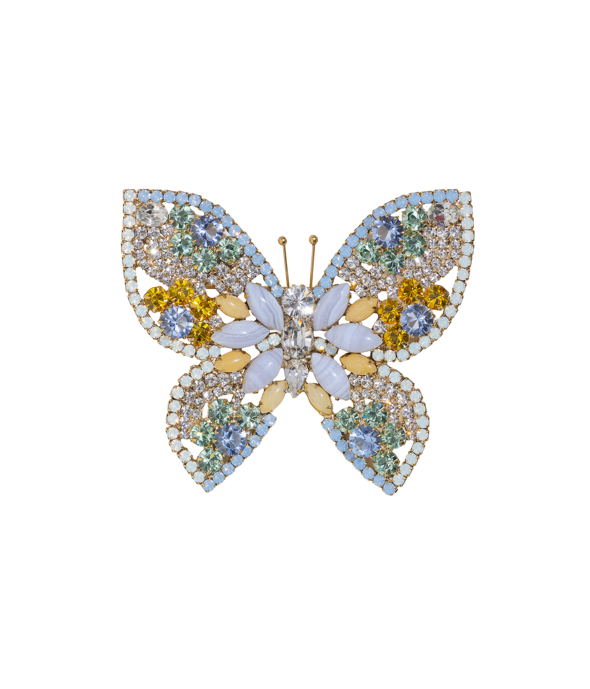 X-Large Butterfly in Blue Lace Agate / Pineapple Jasper / Chrysolite - Loren Hope