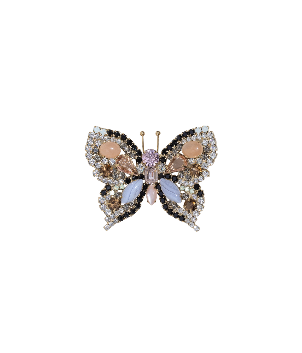 Small Butterfly in Blue Lace Agate / Pink Shell / Aventurine