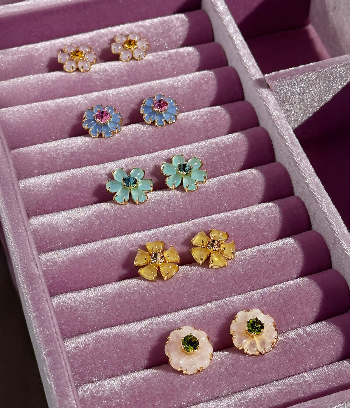 Emeline Flower Studs in Blue - Loren Hope