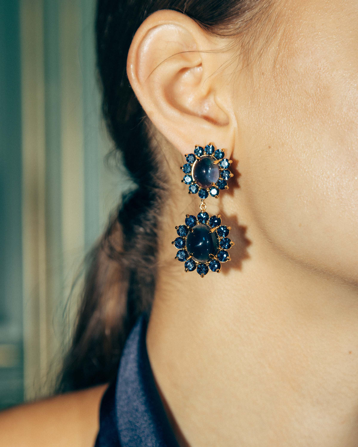 Georgie Drop Earrings in Navy - Loren Hope