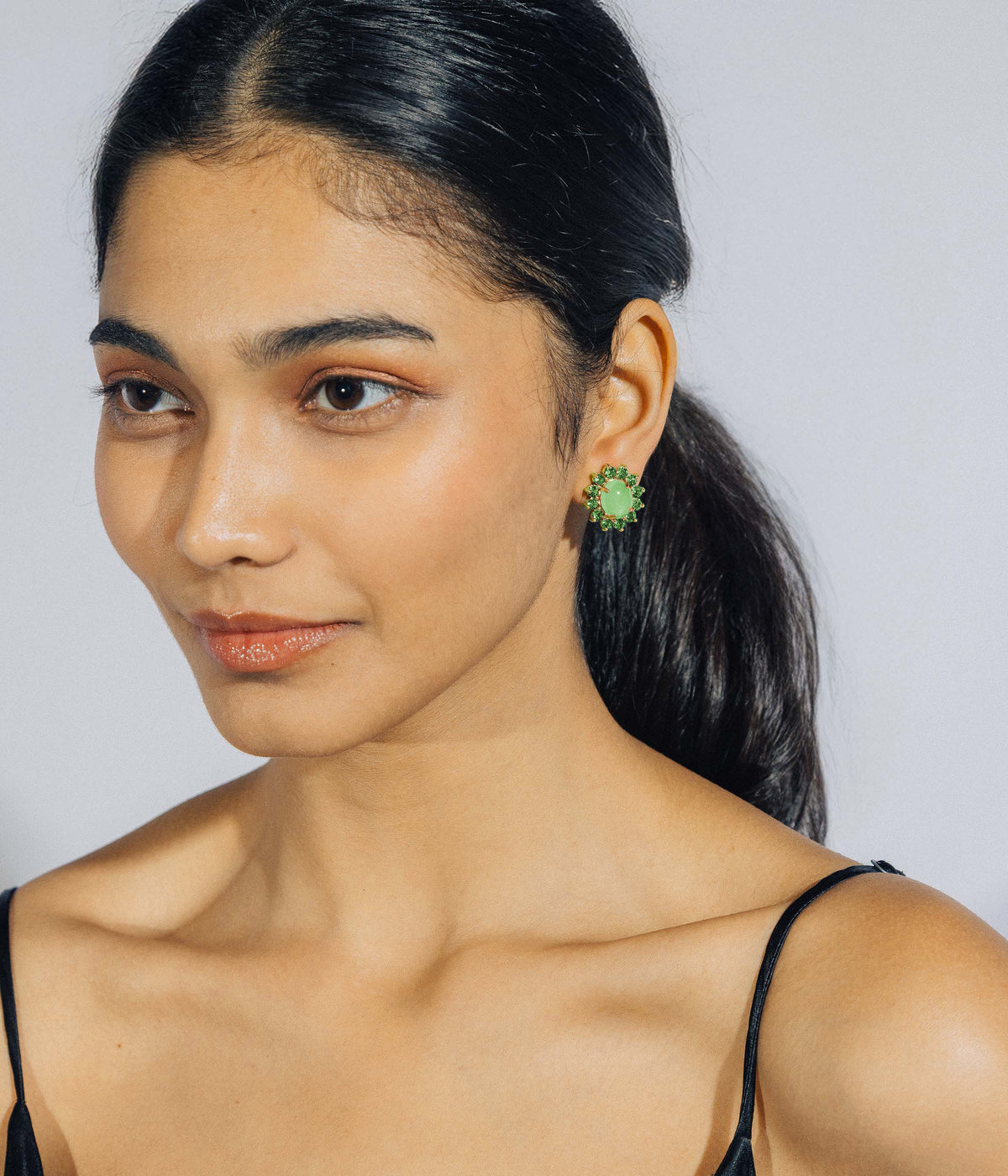 Georgie Stud Earrings in Green - Loren Hope