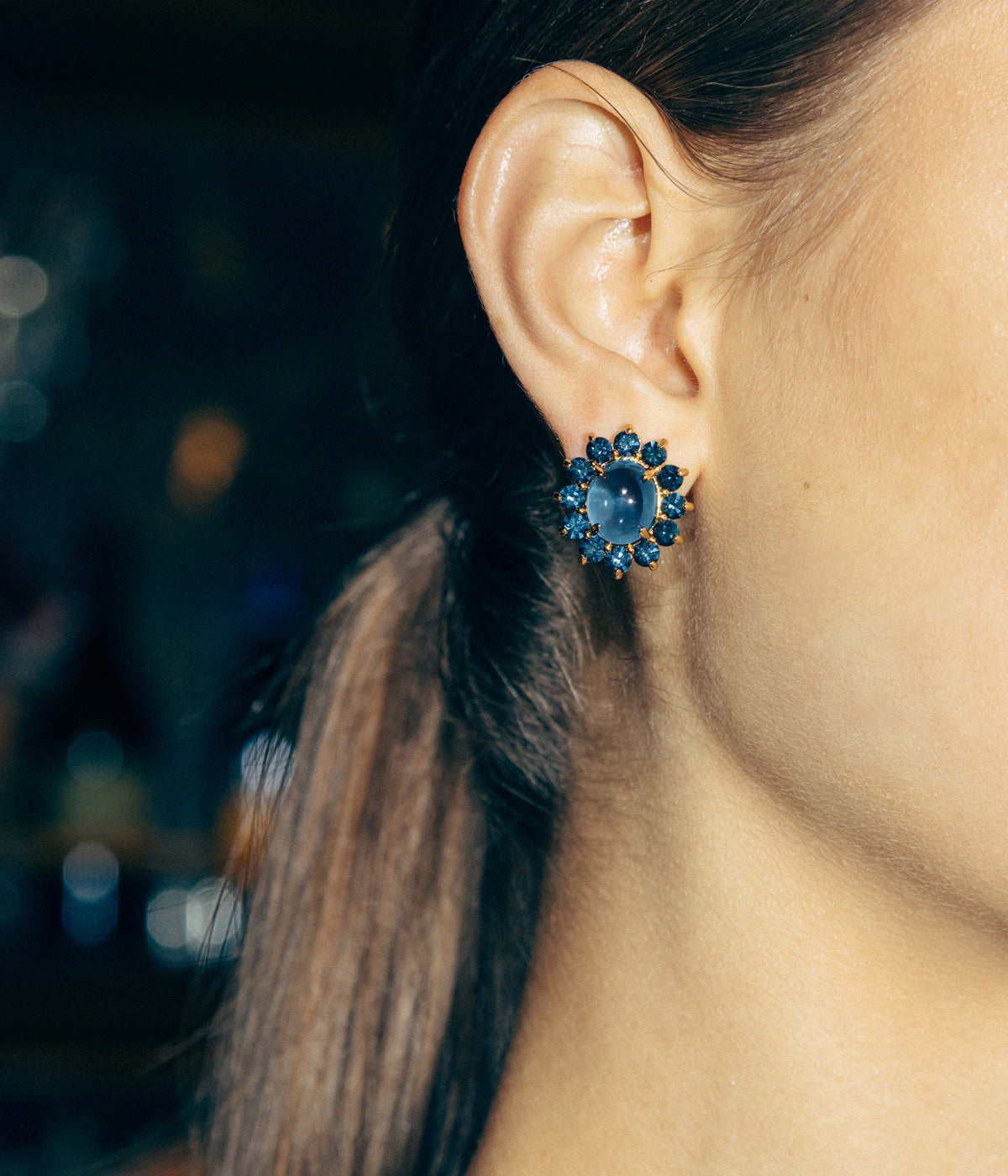 Georgie Stud Earrings in Navy - Loren Hope