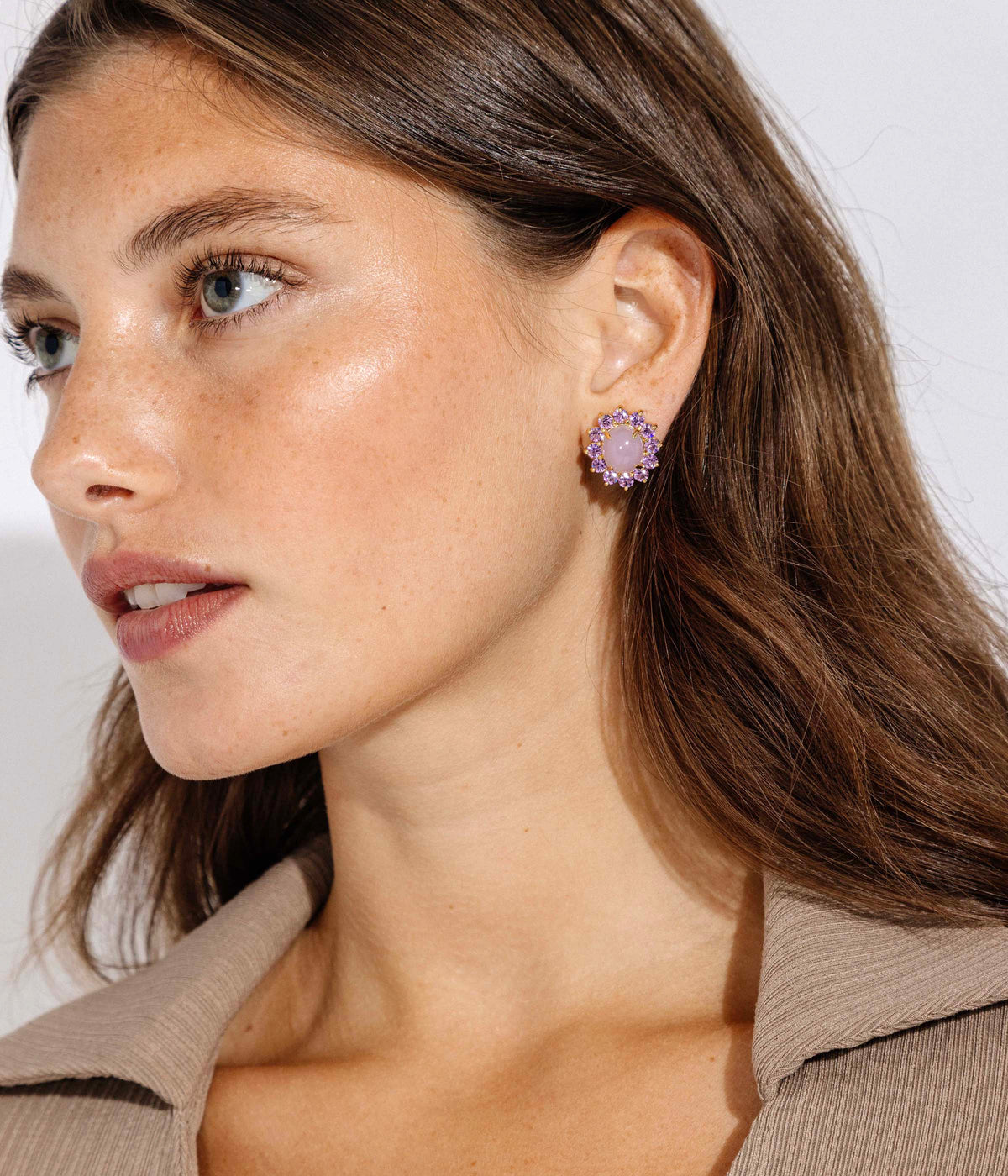 Georgie Stud Earrings in Violet - Loren Hope