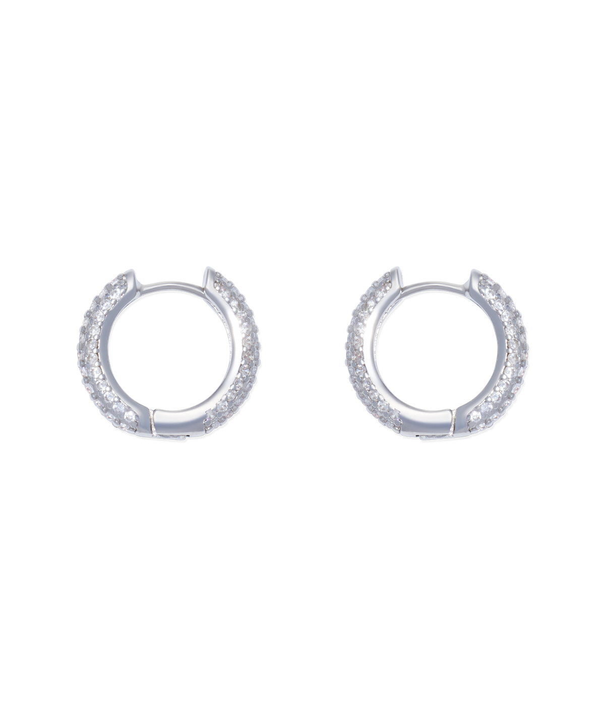 Pavé Huggie Hoops in Silver - Loren Hope