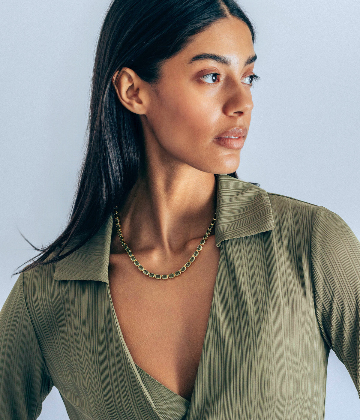 Liza Slider Necklace in Olivine - Loren Hope
