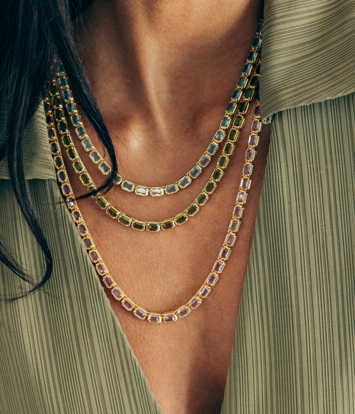 Liza Slider Necklace in Aqua - Loren Hope