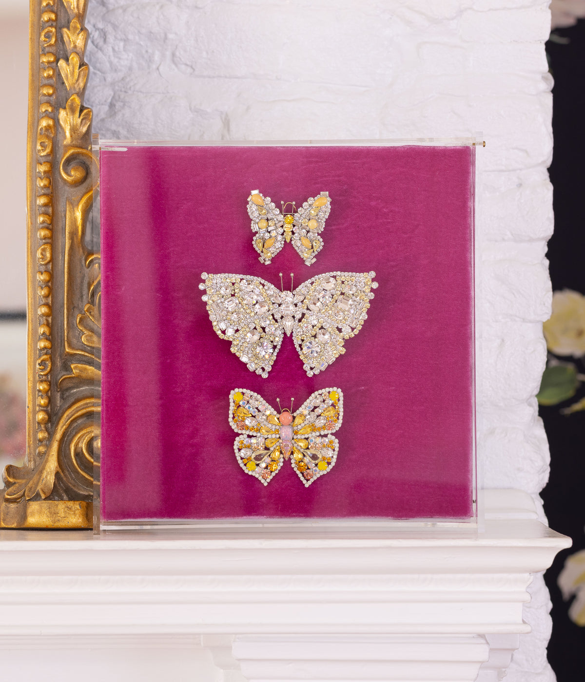 Butterfly Trio in Pineapple Jasper / Crystal / Jonquil