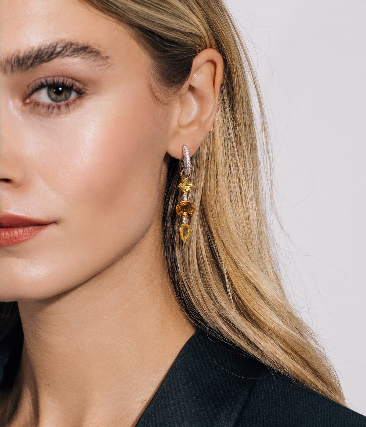 Pavé Huggie Hoops in Silver - Loren Hope
