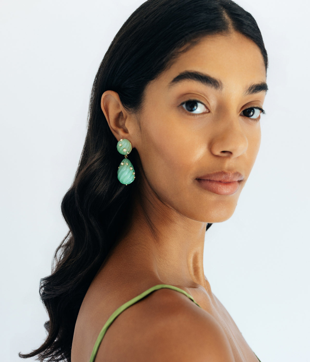 Raeni Drop Earrings in Mint - Loren Hope