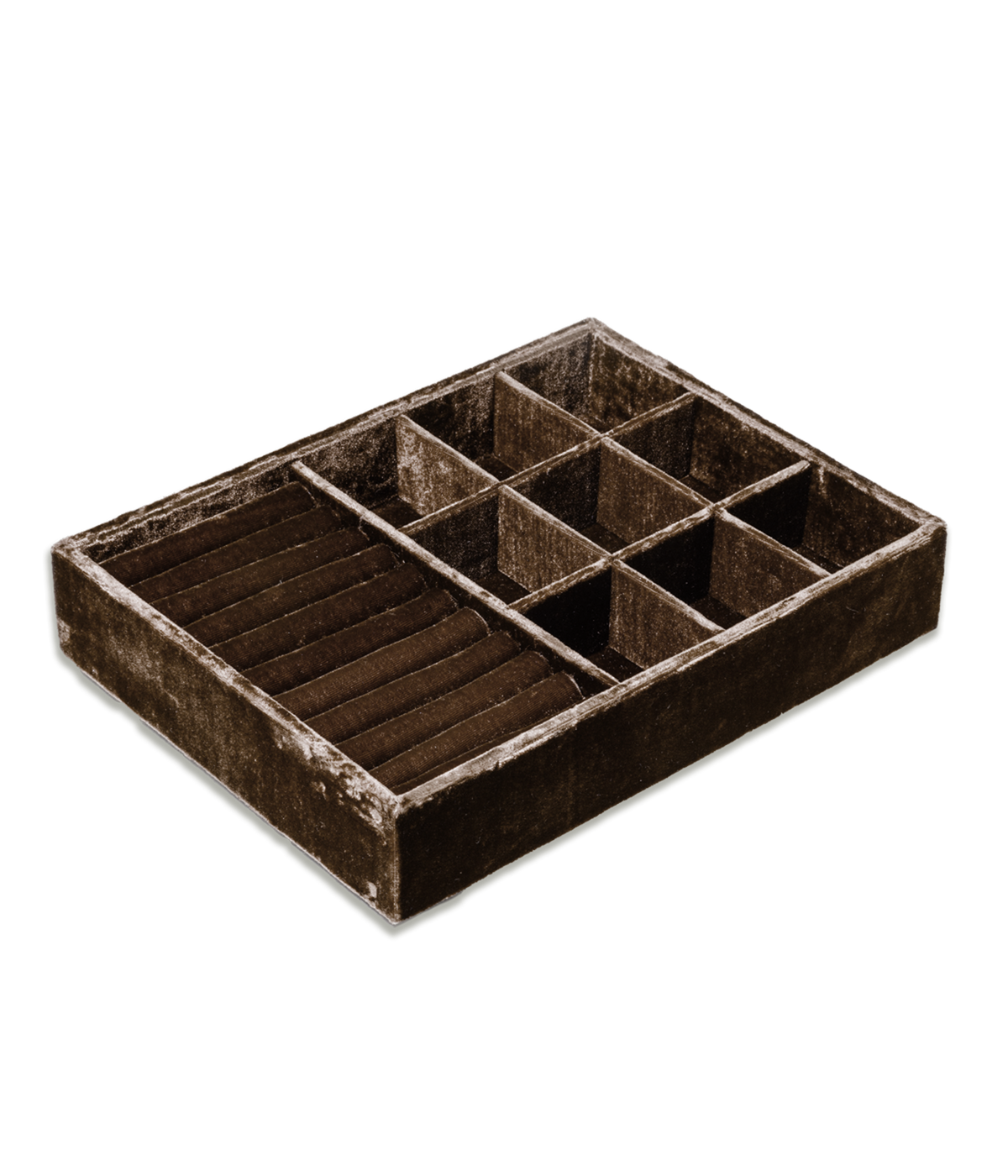Stackable Silk Velvet Jewelry Tray in Espresso - Loren Hope