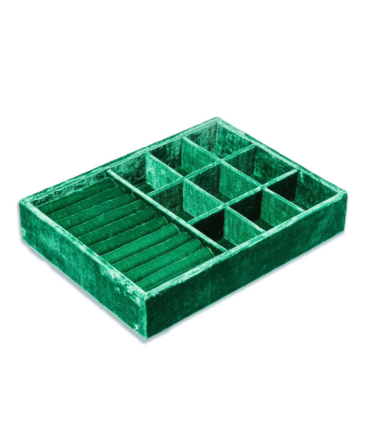 Stackable Silk Velvet Jewelry Tray in Emerald - Loren Hope