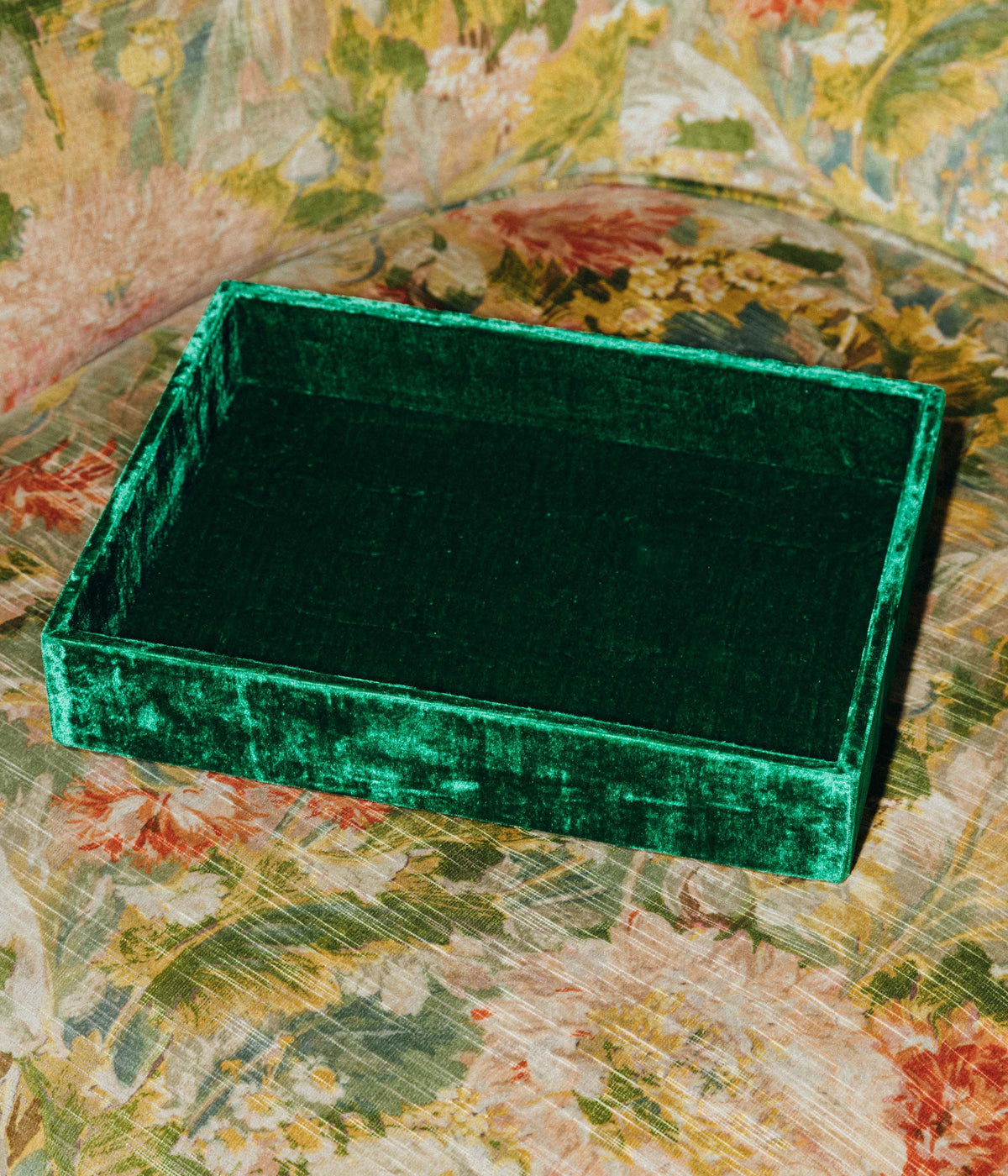 Stackable Silk Velvet Jewelry Tray in Emerald - Loren Hope
