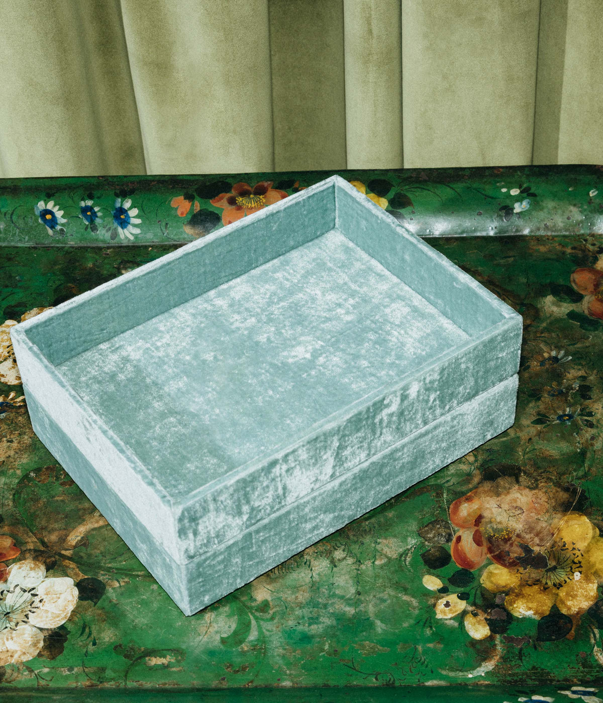 Stackable Silk Velvet Jewelry Tray in Seafoam - Loren Hope