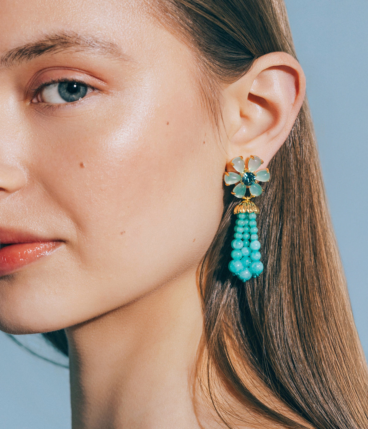 Talia Tassel Earrings in Aqua - Loren Hope