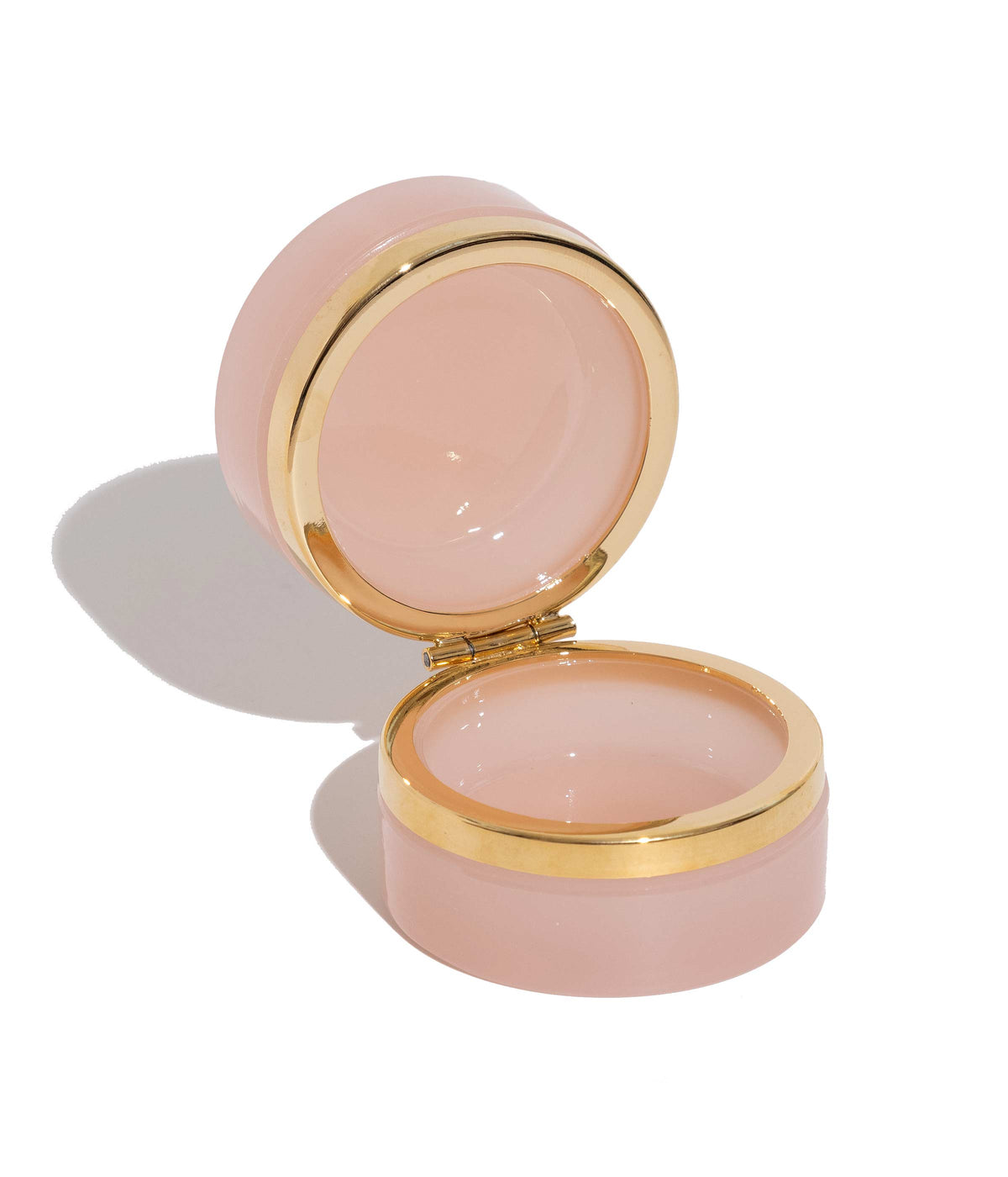 Small Round Pink Opaline Glass Box - Loren Hope