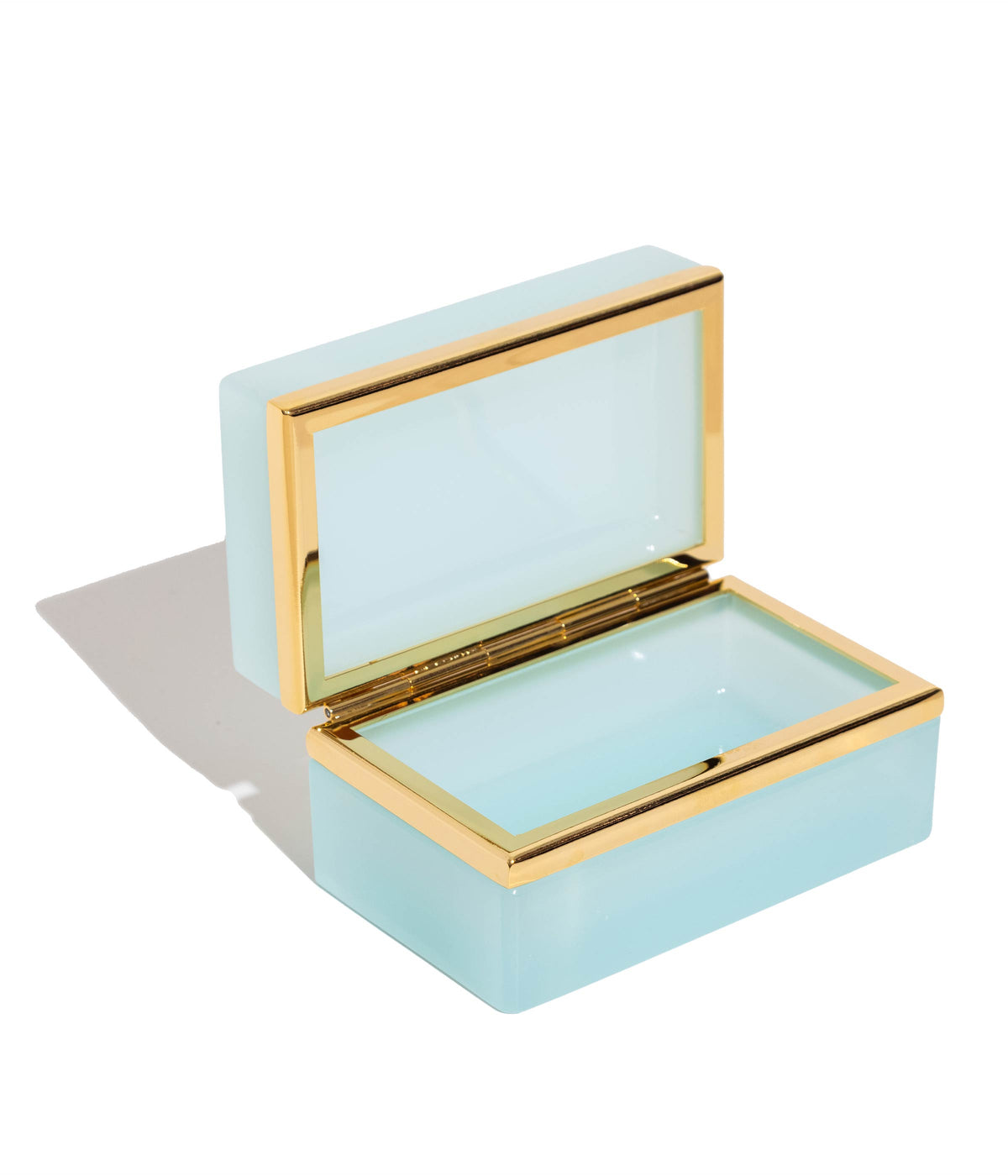 Medium Rectangle Aqua Opaline Glass Box - Loren Hope
