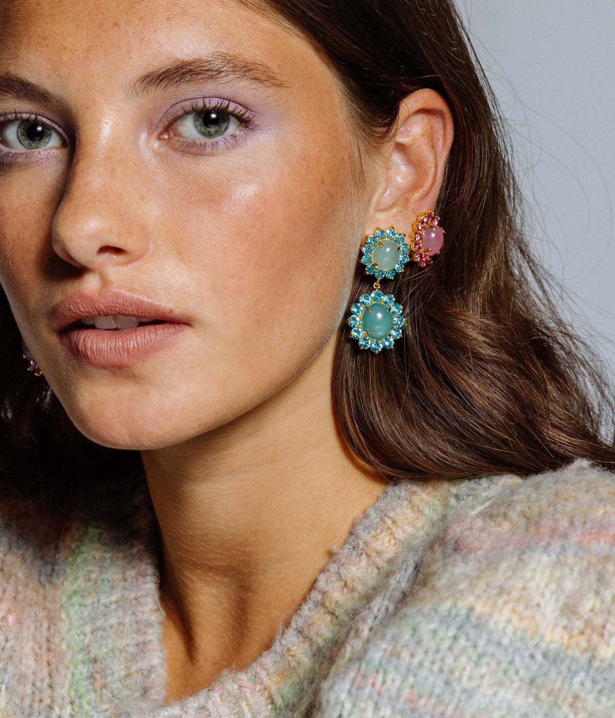 Georgie Drop Earrings in Aqua - Loren Hope