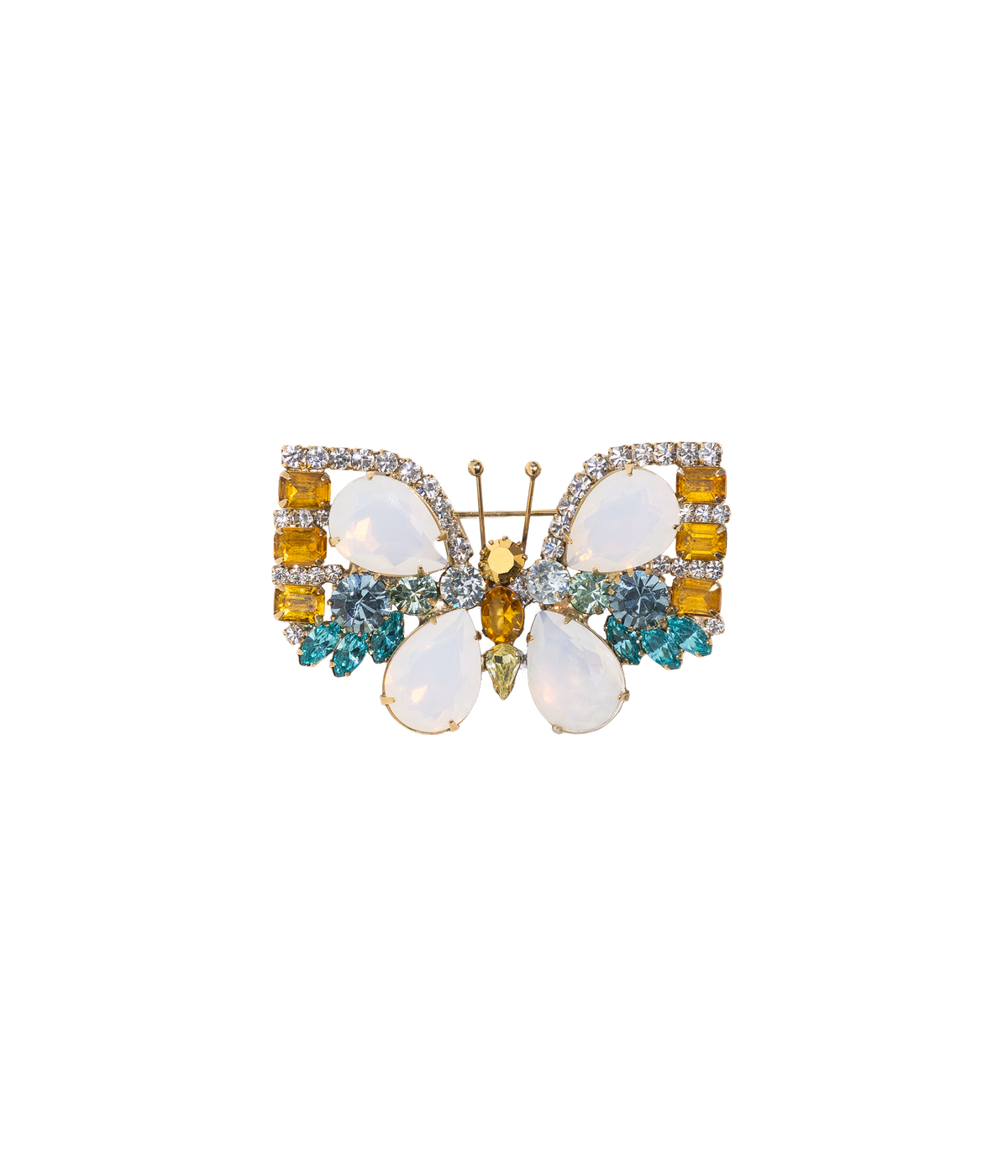 Small Butterfly in White Opal / Topaz / Smoked Sapphire