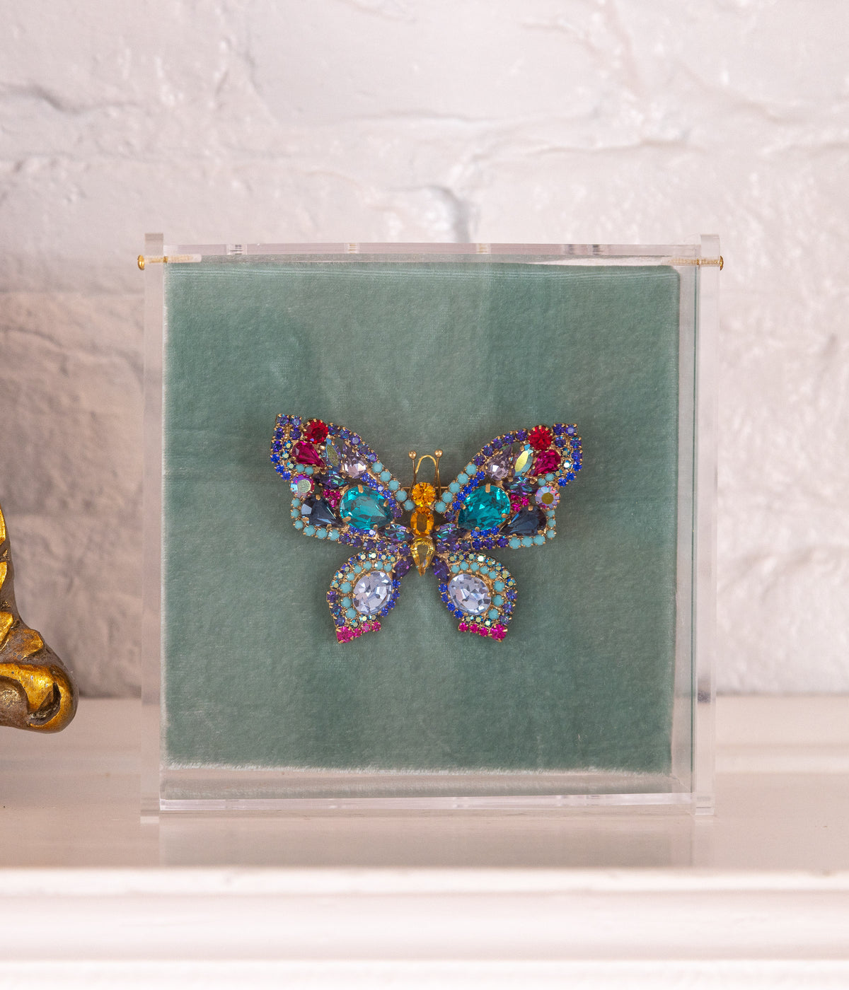 Large Butterfly in Zircon / Fuchsia / Topaz