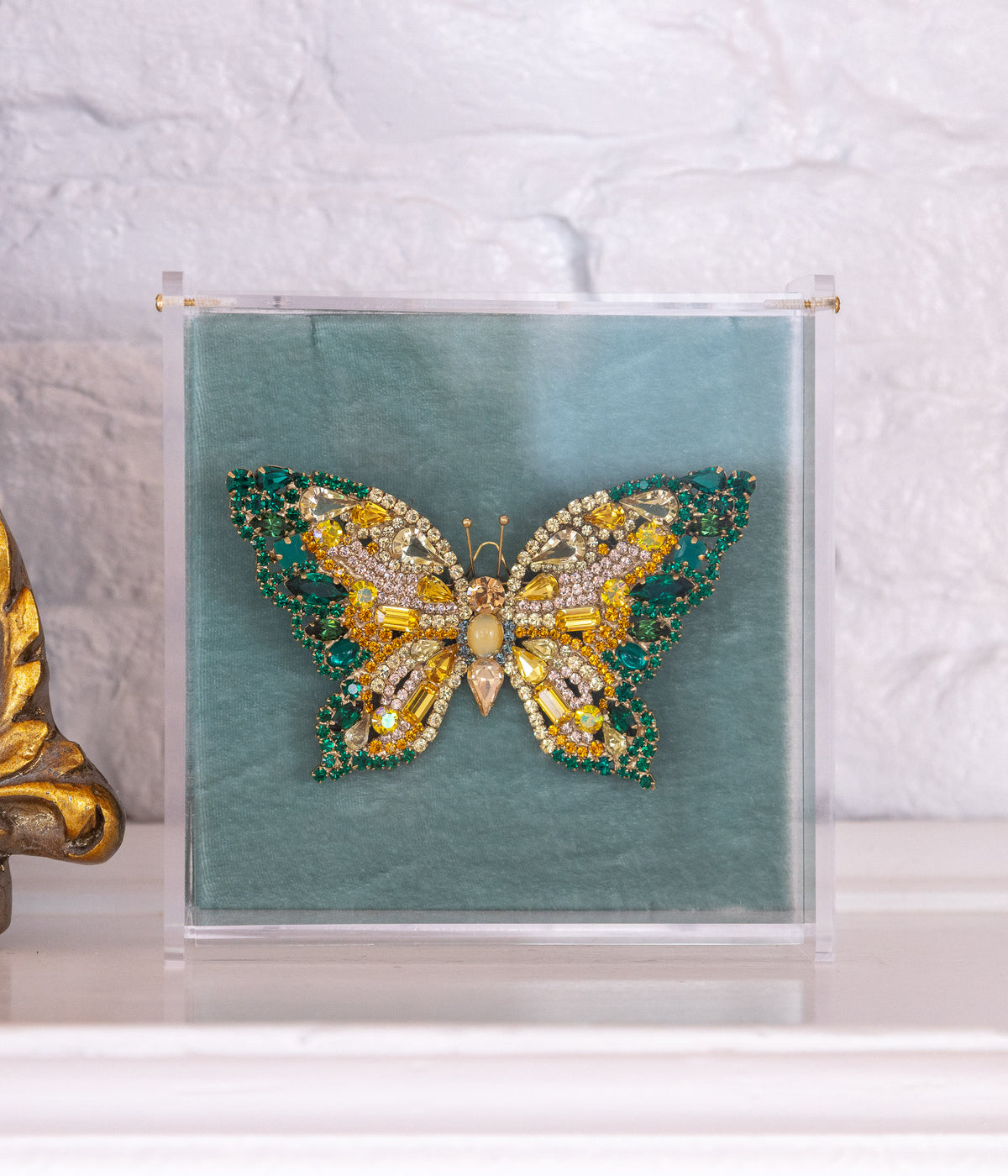 X-Large Butterfly in Emerald / Light Topaz / Citrine AB