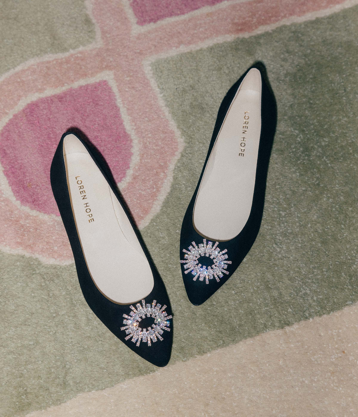 Stevie Ballerina Flats in Black Suede - Loren Hope