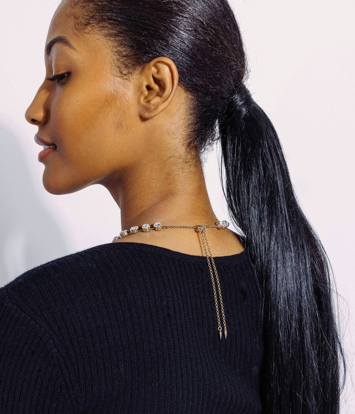 Arista Slider Necklace in Crystal - Loren Hope