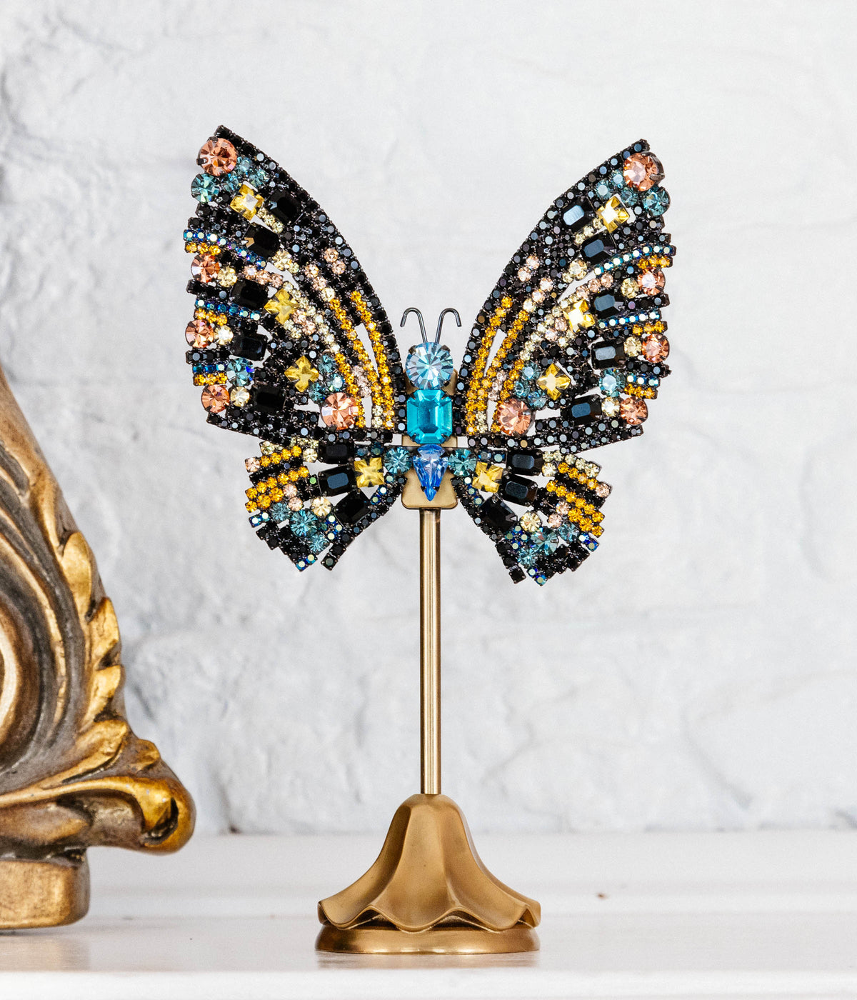 Medium Empress Butterfly in Black / Apricot / Blue - Loren Hope