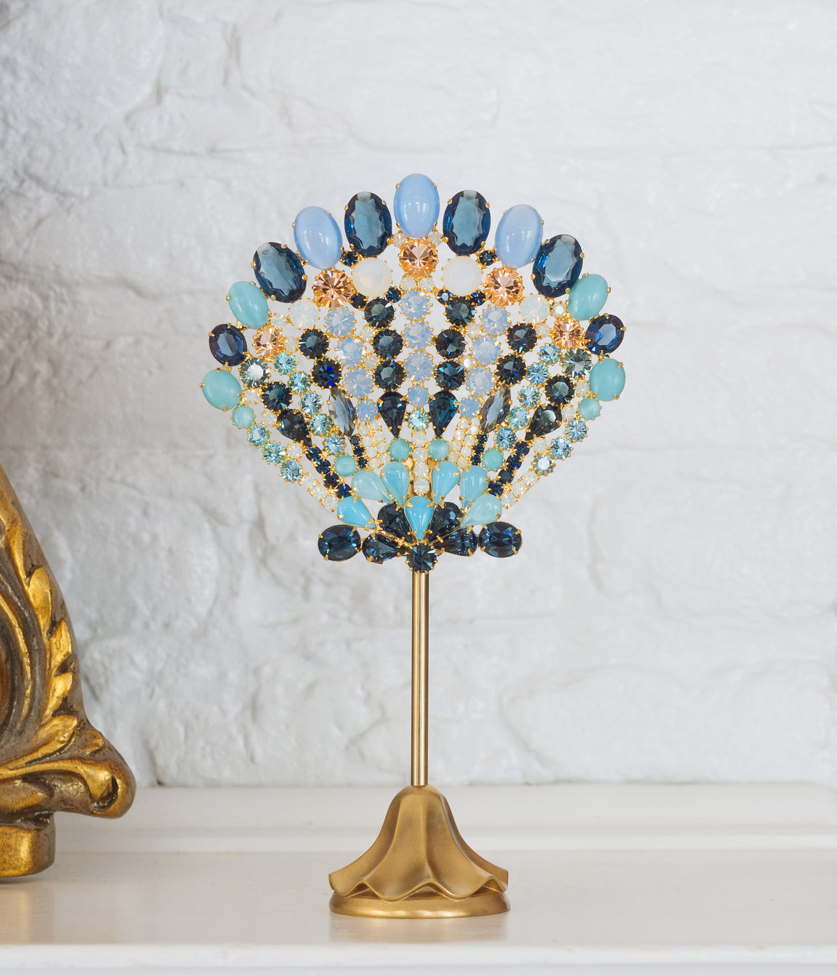 Medium Scallop Shell Specimen in Navy / Turquoise - Loren Hope