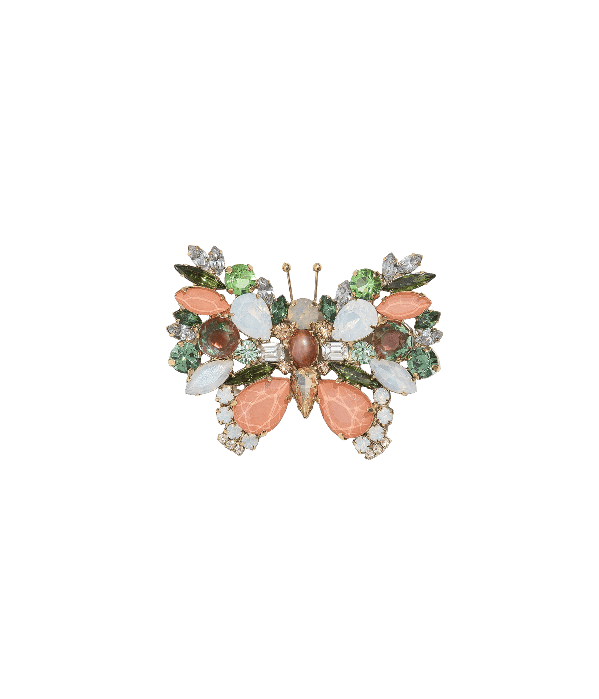 Medium Butterfly in White Opal / Apricot / Olivine