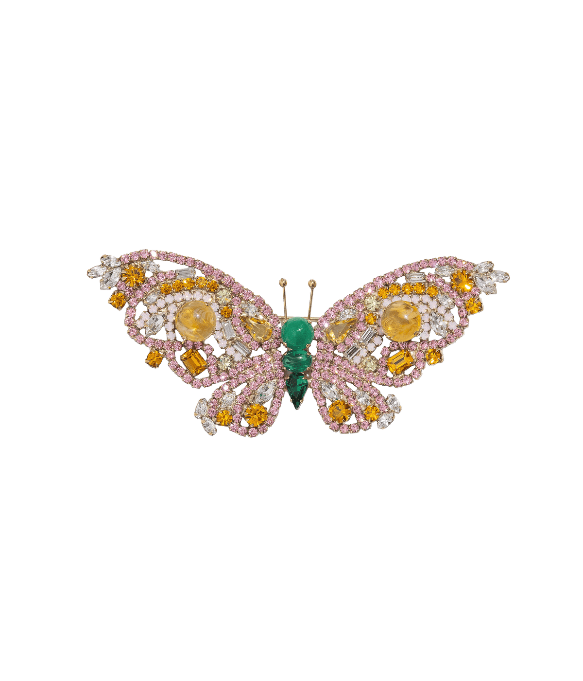 Large Butterfly in Vintage Crystal / Light Rose / Emerald