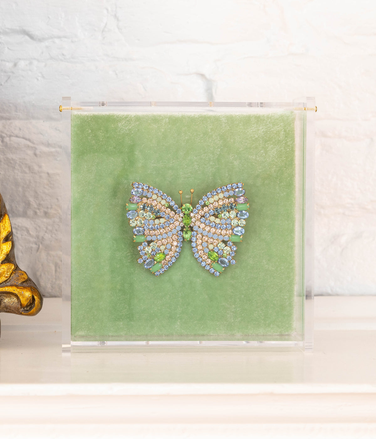 Medium Butterfly in Peridot / Air Blue Opal / Vintage Rose
