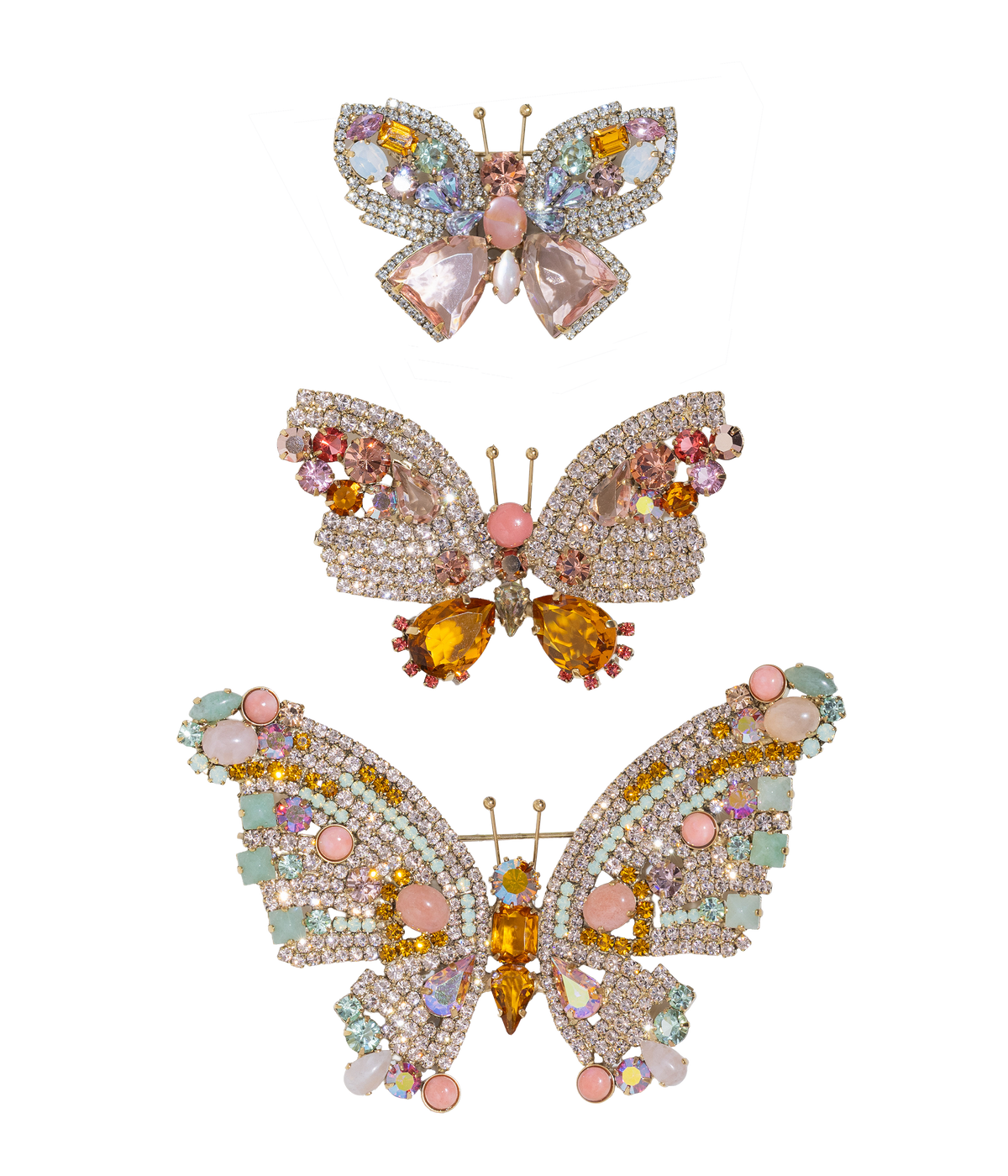 Butterfly Trio in Aventurine / Rose Quartz / Topaz