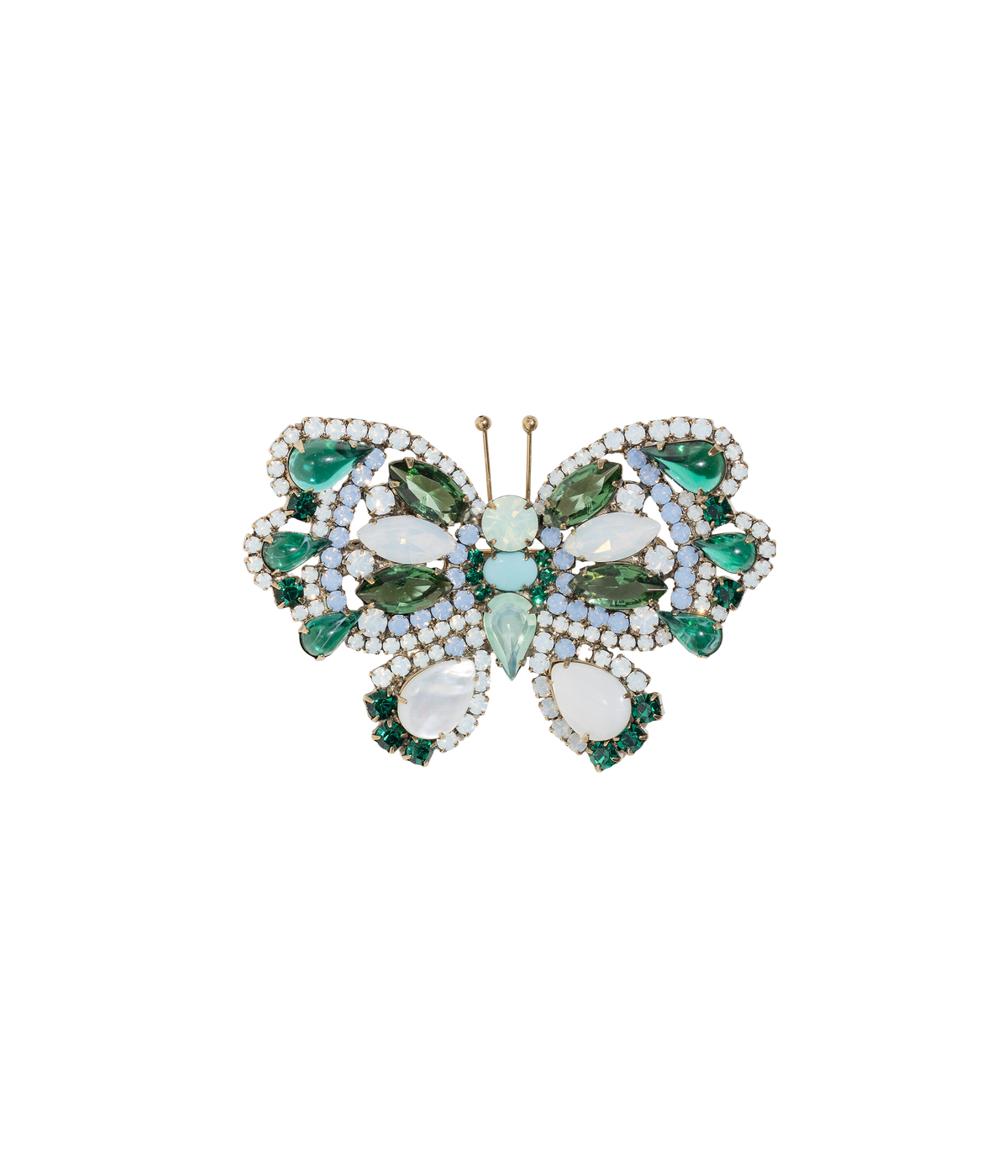 Medium Butterfly in Mother Of Pearl / Emerald / Air Blue Opal - Loren Hope
