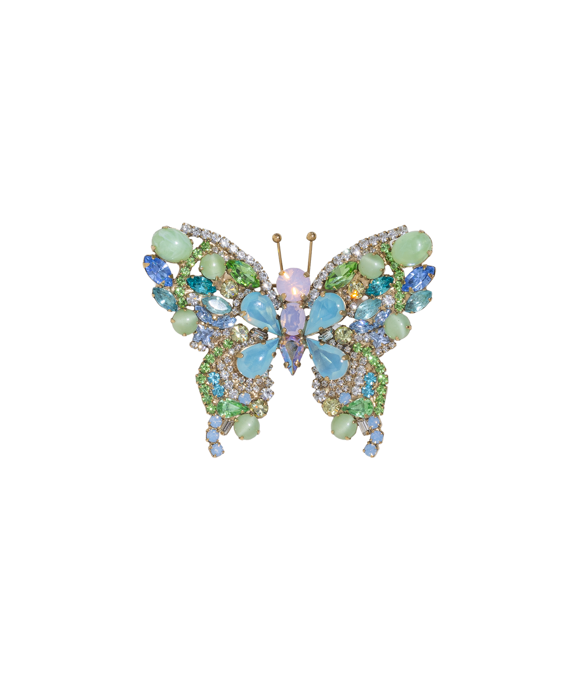 Medium Butterfly in Rose Opal / Peridot / Aqua