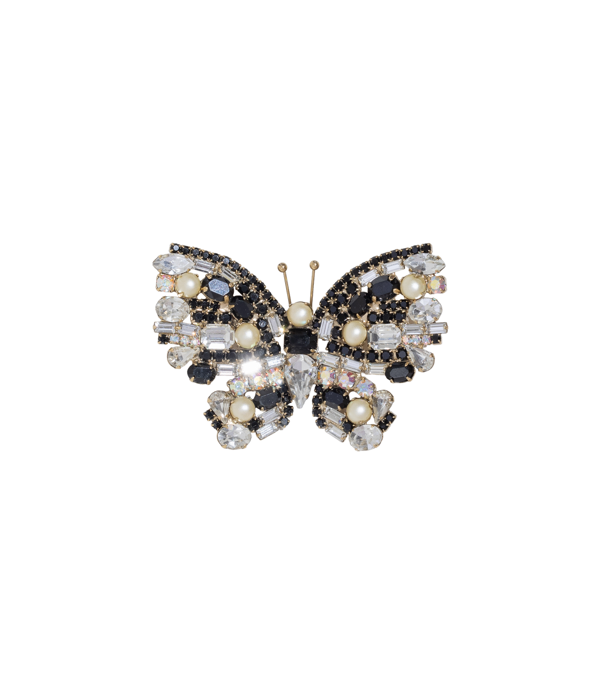 Medium Butterfly in Jet / White Pearl / Crystal